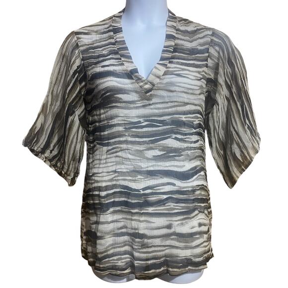 Chico's Tops - Chicos shades of brown v-neck flowy sleeves 100% silk - women's small
